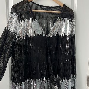 INC Black Sequence Top | 1X